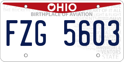 OH license plate FZG5603
