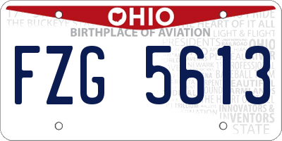 OH license plate FZG5613