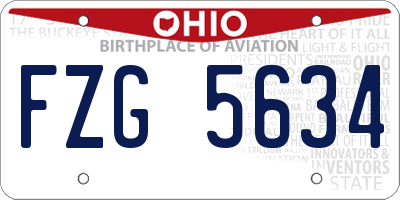 OH license plate FZG5634