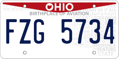 OH license plate FZG5734