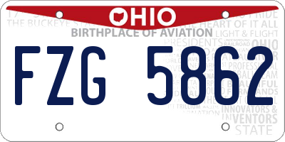 OH license plate FZG5862