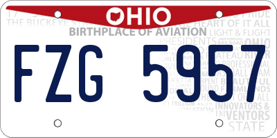 OH license plate FZG5957