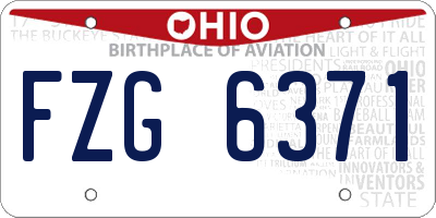 OH license plate FZG6371