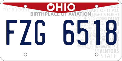 OH license plate FZG6518