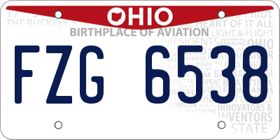 OH license plate FZG6538