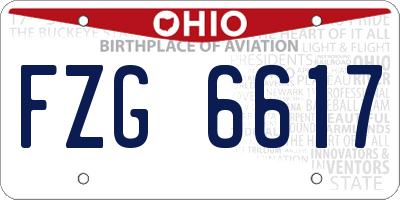 OH license plate FZG6617