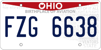 OH license plate FZG6638