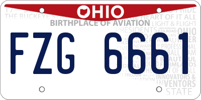 OH license plate FZG6661