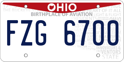 OH license plate FZG6700