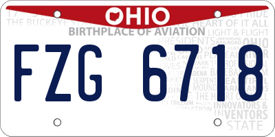 OH license plate FZG6718