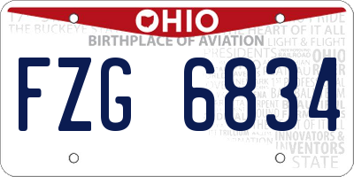 OH license plate FZG6834