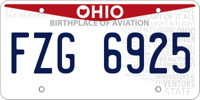 OH license plate FZG6925
