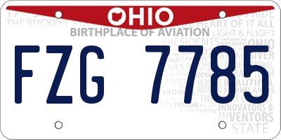 OH license plate FZG7785