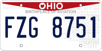 OH license plate FZG8751