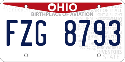 OH license plate FZG8793