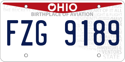 OH license plate FZG9189