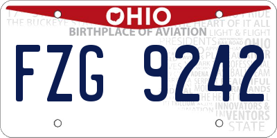 OH license plate FZG9242