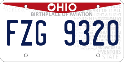OH license plate FZG9320
