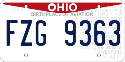 OH license plate FZG9363