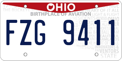 OH license plate FZG9411