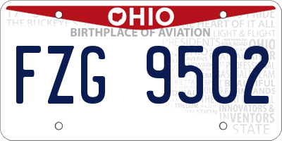 OH license plate FZG9502