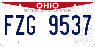 OH license plate FZG9537