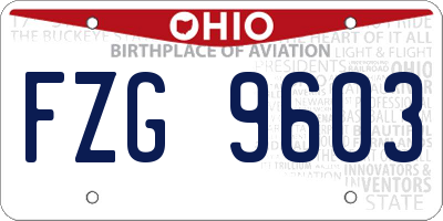 OH license plate FZG9603