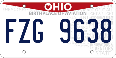 OH license plate FZG9638