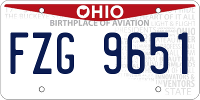 OH license plate FZG9651