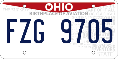 OH license plate FZG9705