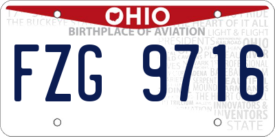 OH license plate FZG9716