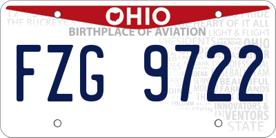 OH license plate FZG9722