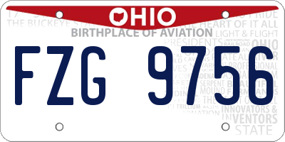 OH license plate FZG9756