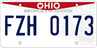 OH license plate FZH0173
