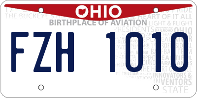 OH license plate FZH1010