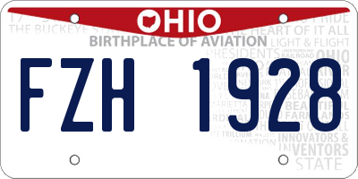 OH license plate FZH1928