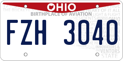 OH license plate FZH3040