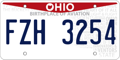 OH license plate FZH3254