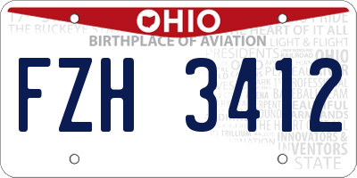 OH license plate FZH3412