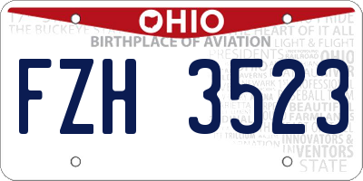 OH license plate FZH3523