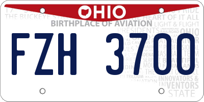 OH license plate FZH3700