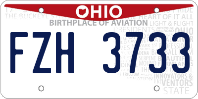 OH license plate FZH3733