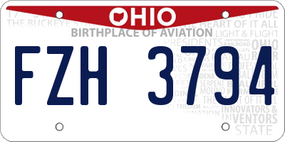 OH license plate FZH3794