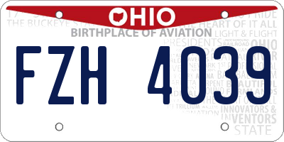 OH license plate FZH4039