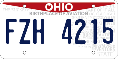OH license plate FZH4215