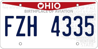 OH license plate FZH4335