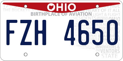 OH license plate FZH4650
