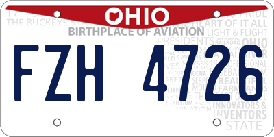OH license plate FZH4726