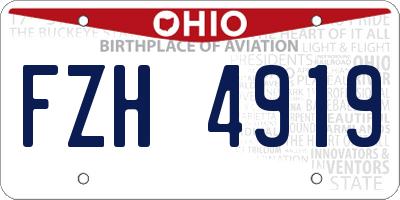 OH license plate FZH4919