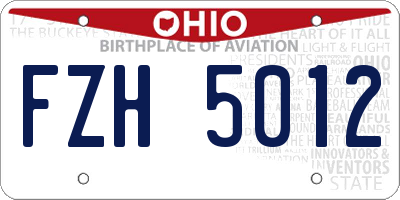OH license plate FZH5012
